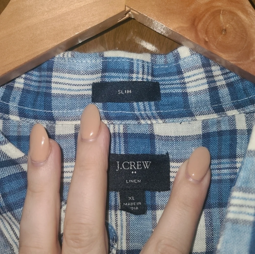 J. CREW slim fit 100% linen button down sz XL